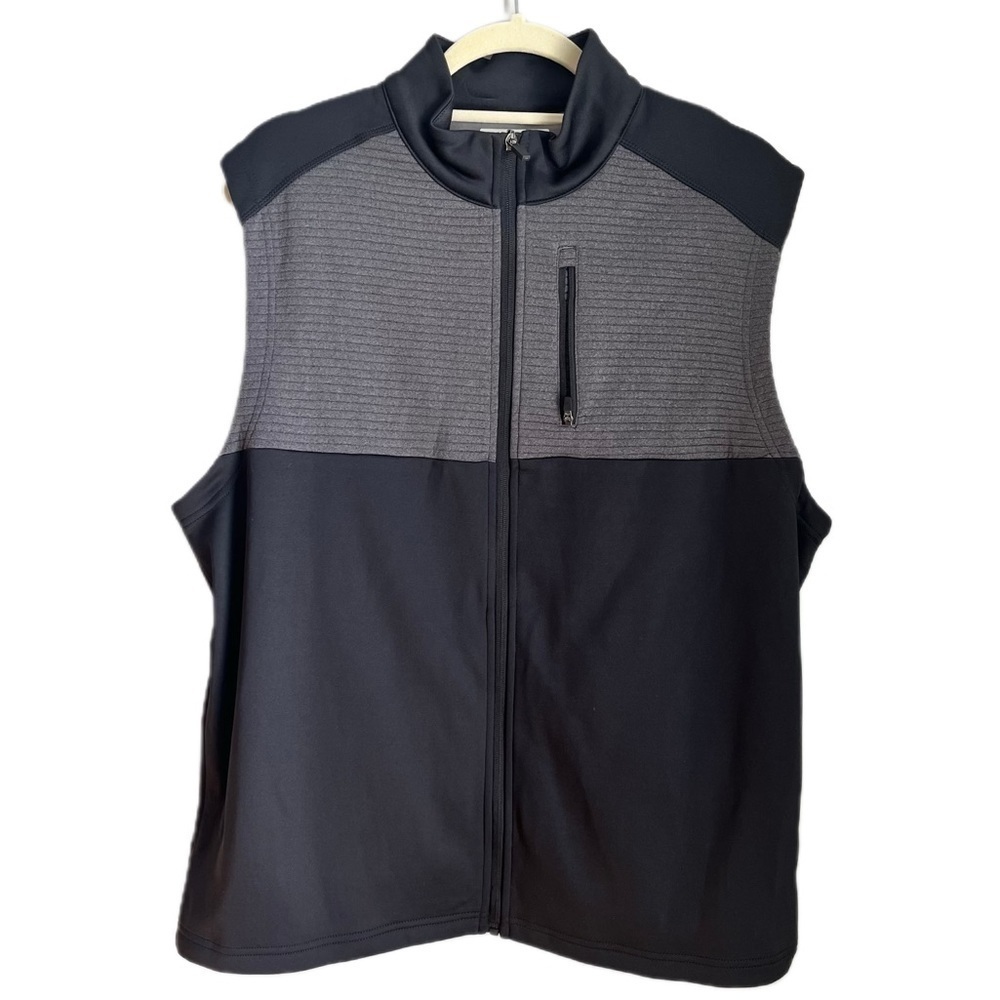 Men's Medium Black and Grey Zip Up Vest by Grand Slam with pockets NWOT